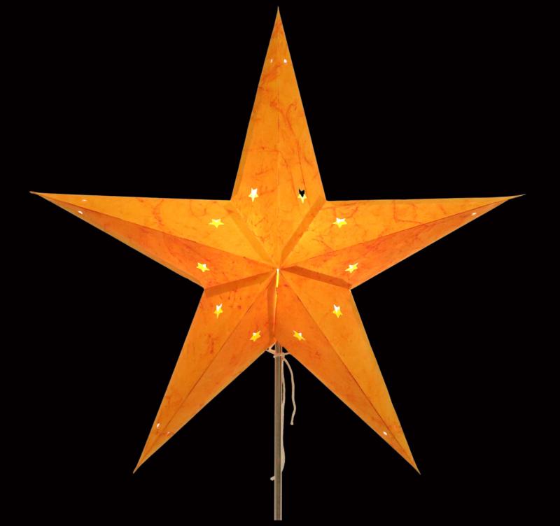 Lotus orange - Foldable glowing star, paper poinsettia with 5 points, 60 cm